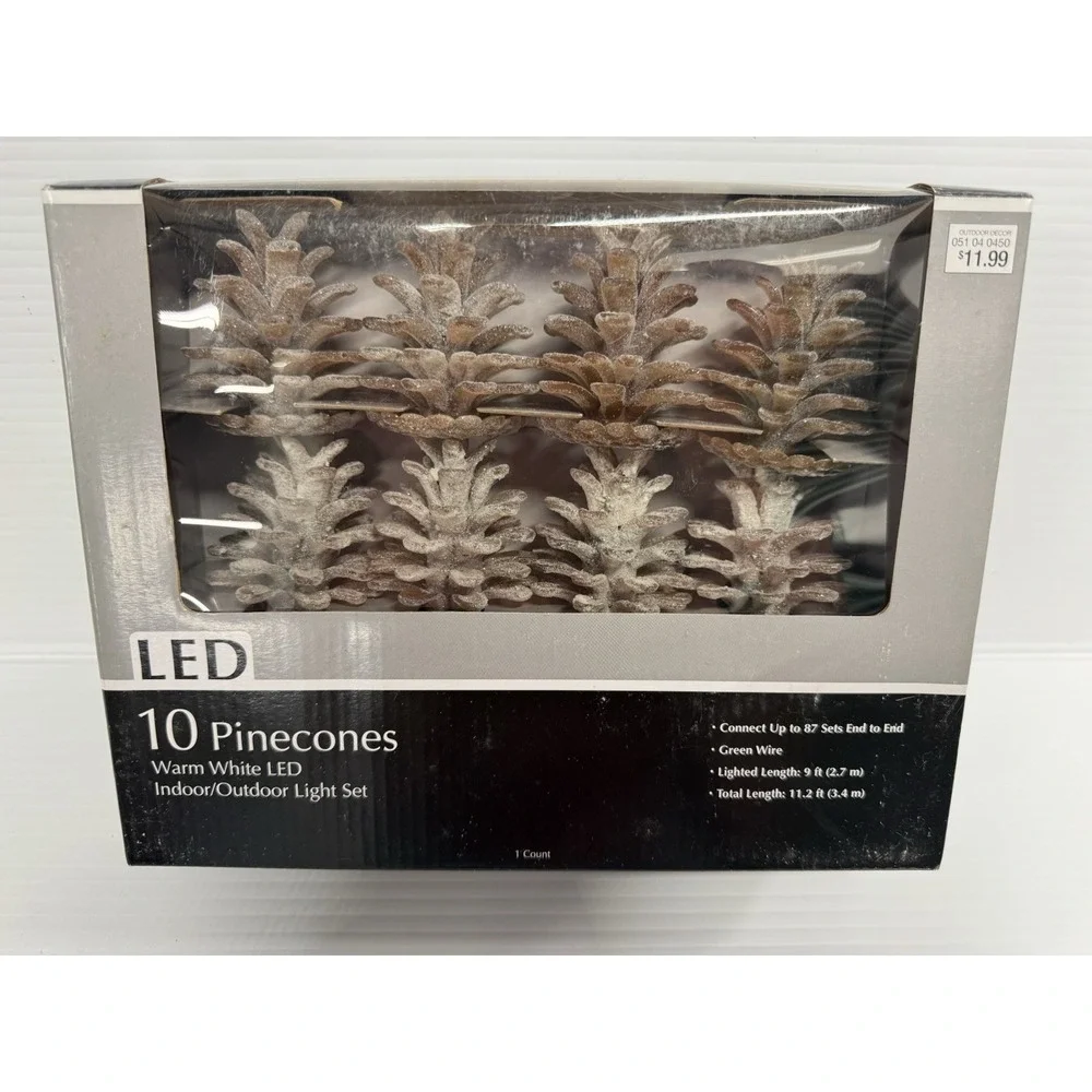 Lot of 3 Target LED Pinecone String Light Sets 10 Warm‎ White Indoor Outdoor NEW